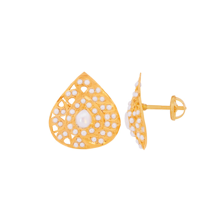 Lovely Earrings With Pearl in 22K Gold