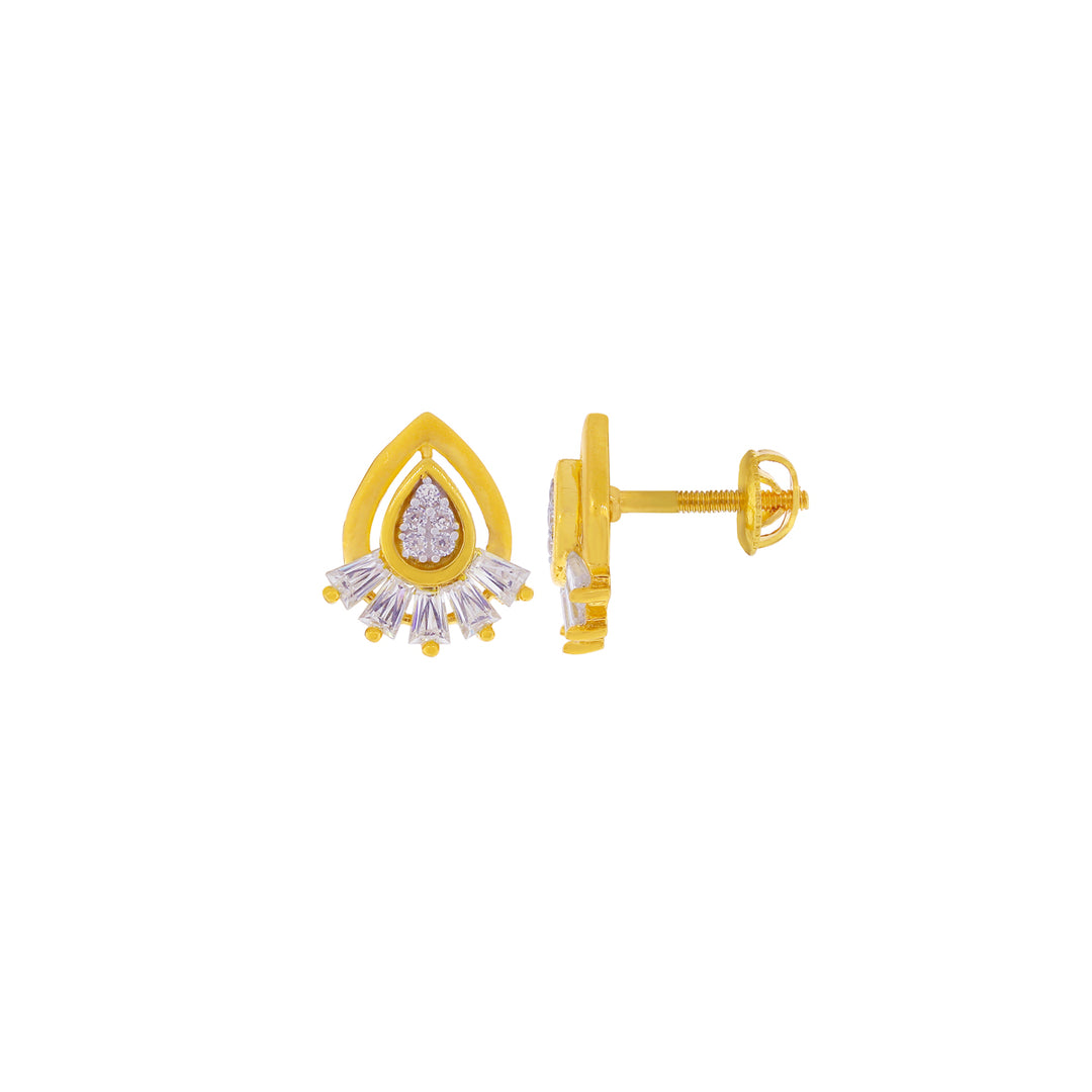 Lovely Earrings With CZ in 22K Gold