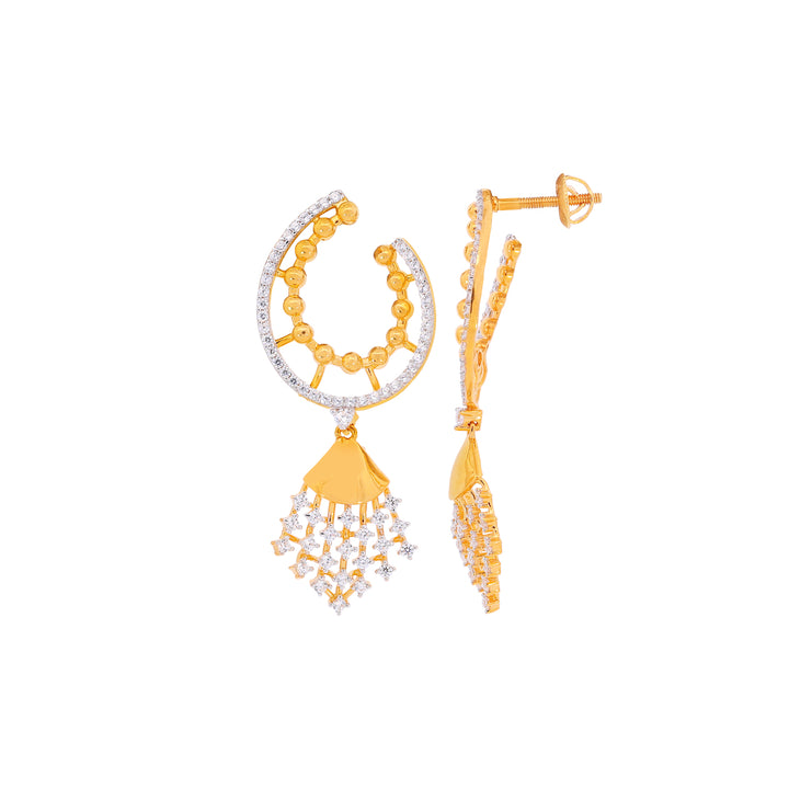 Fascinating Earrings With CZ in 22K Gold