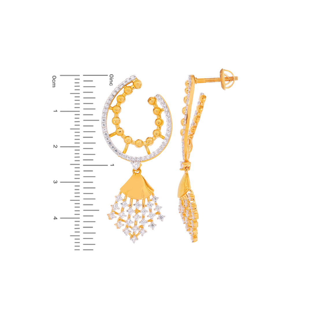 Fascinating Earrings With CZ in 22K Gold