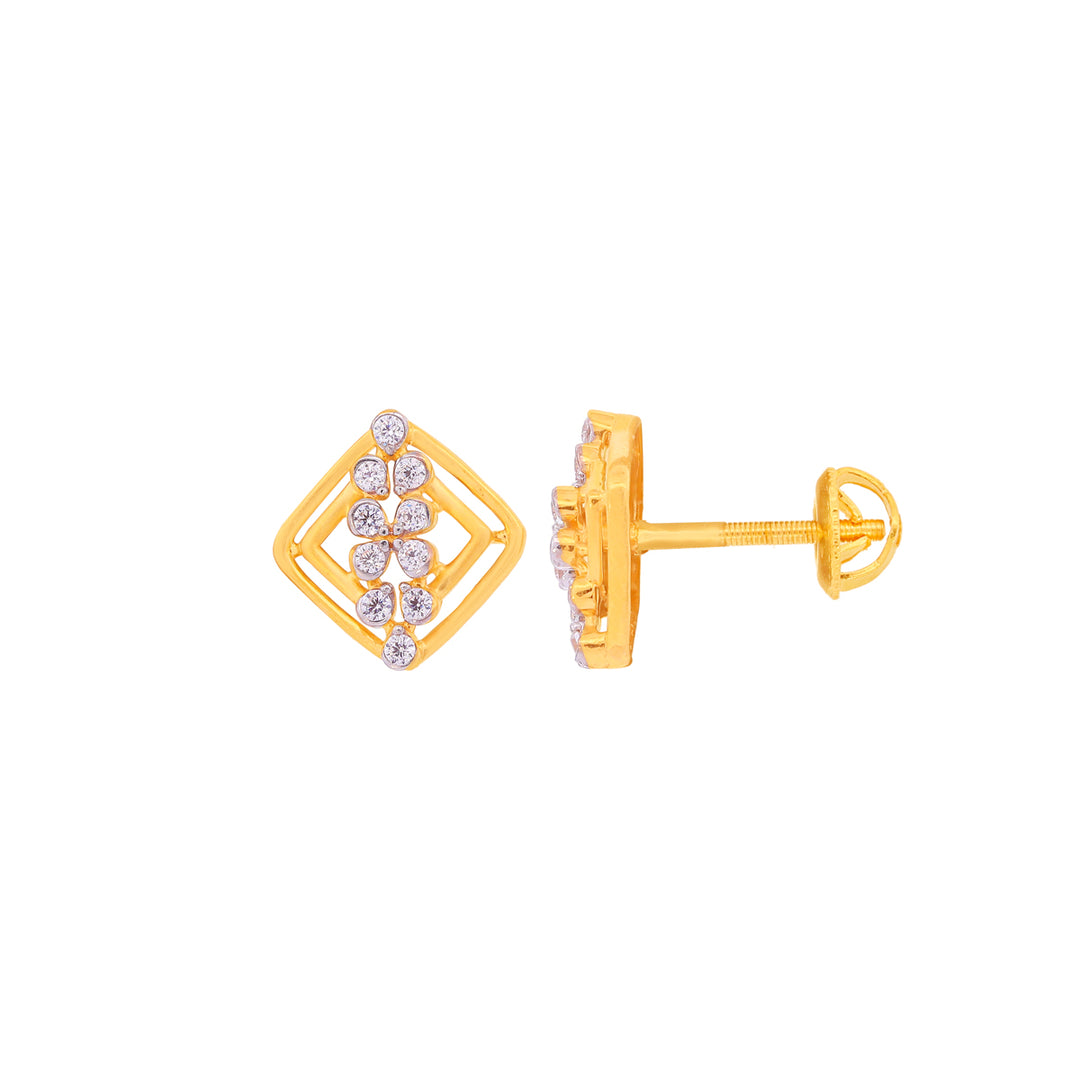 Intricate Earrings With CZ in 22K Gold