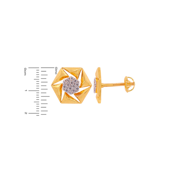 Intricate Earrings With CZ in 22K Gold