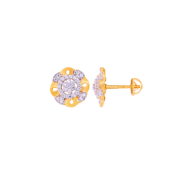 Artistic Earrings With CZ in 22K Gold