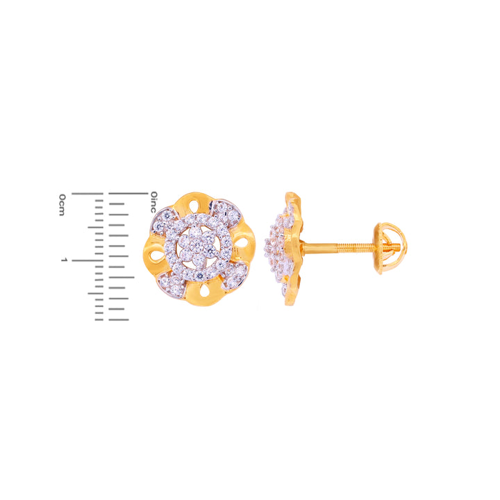 Artistic Earrings With CZ in 22K Gold
