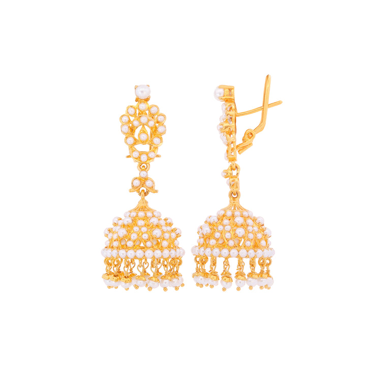 Lovely Jhumkha With Pearl in 22K Gold