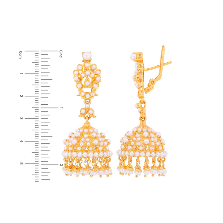 Lovely Jhumkha With Pearl in 22K Gold