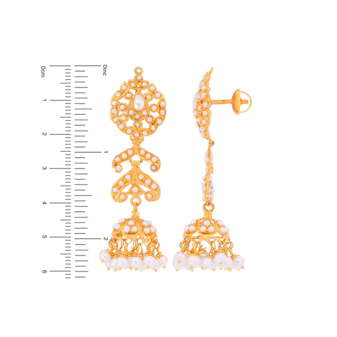 Ravishing Jhumkha With Pearl in 22K Gold