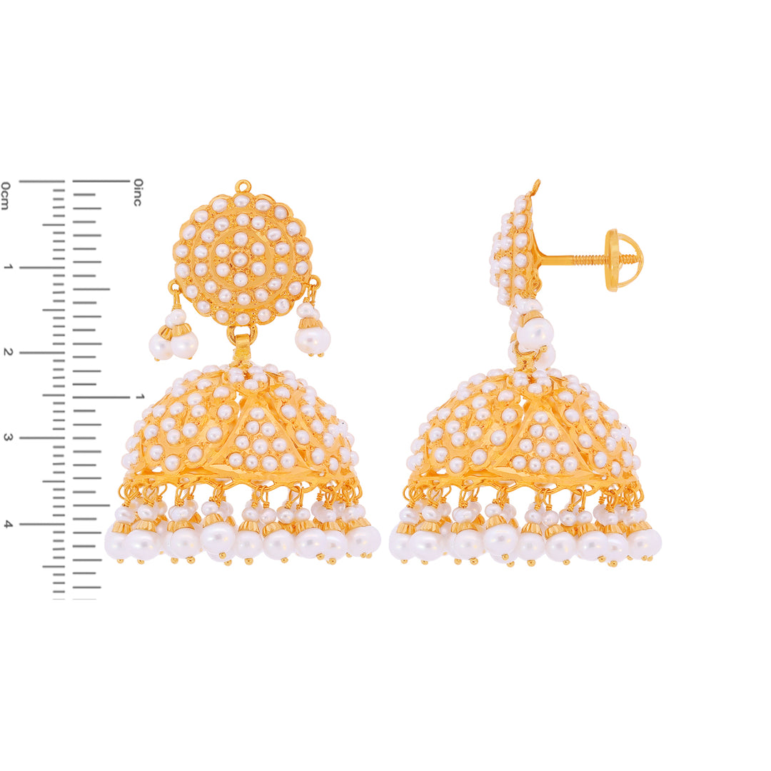 Intriguing Jhumkha With Pearl in 22K Gold