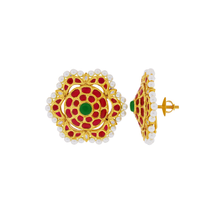 Artisan Antique Earrings with Kundan Gemstones in 22K Gold
