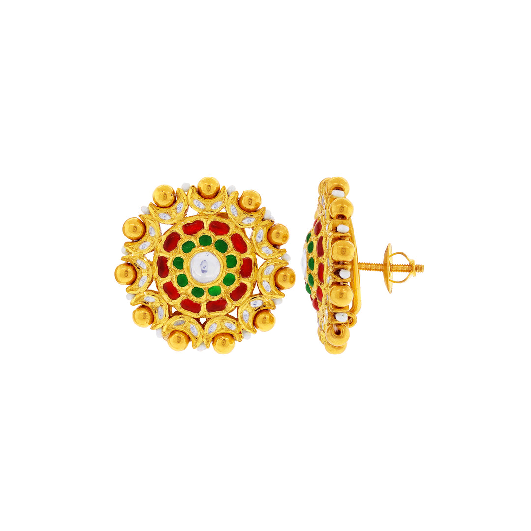 Magnificent Antique Earrings with Kundan Gemstones in 22K Gold