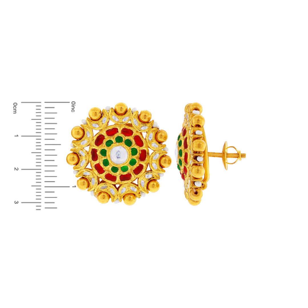 Magnificent Antique Earrings with Kundan Gemstones in 22K Gold
