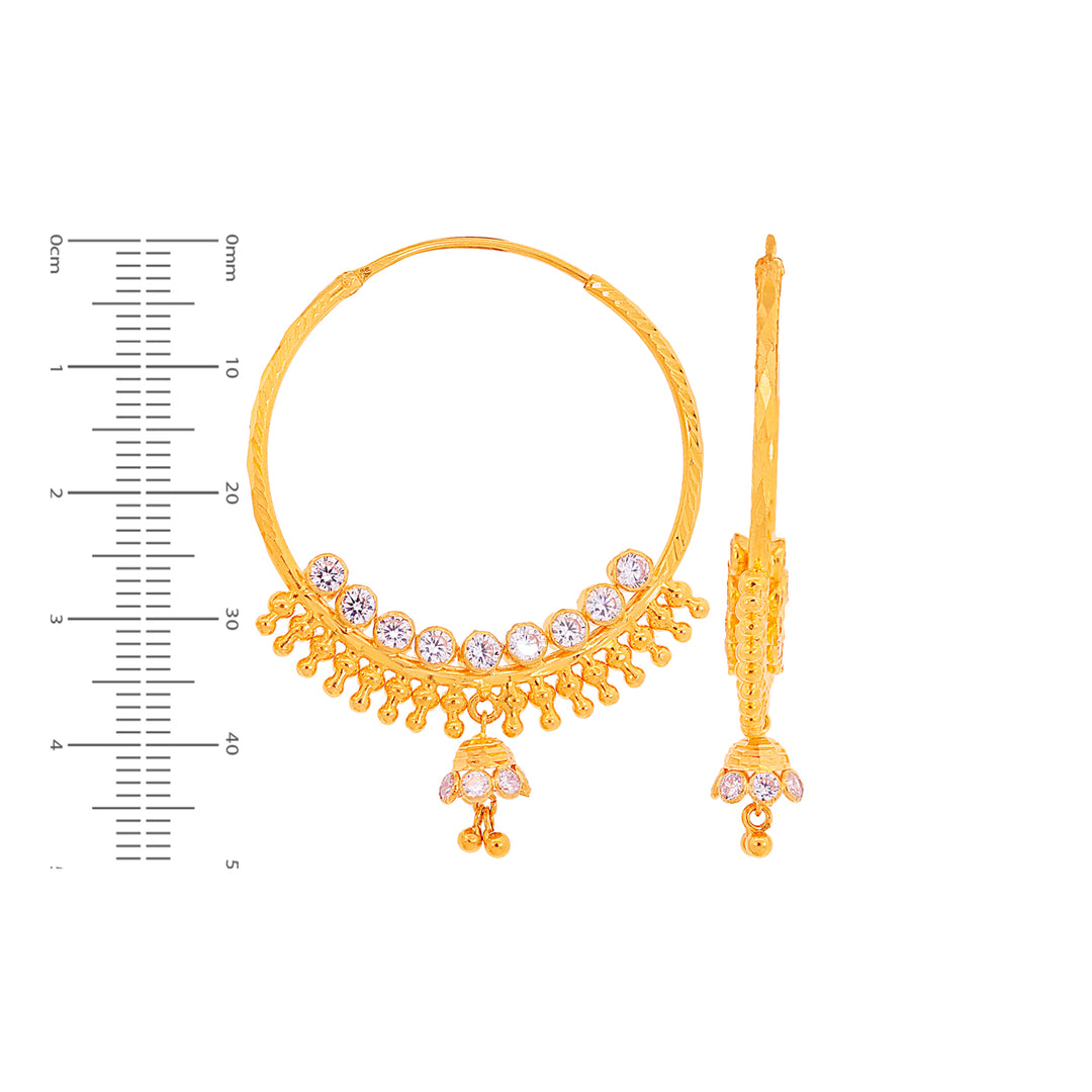 Lovely Bali/Hoops With Gemstones in 22K Gold