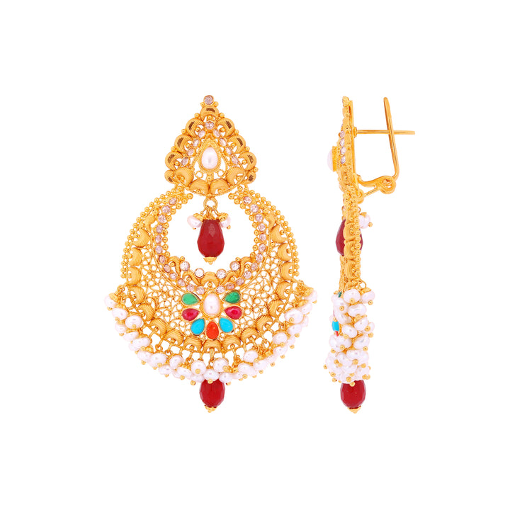 Captivating Chandbali With Navratan in 22K Gold
