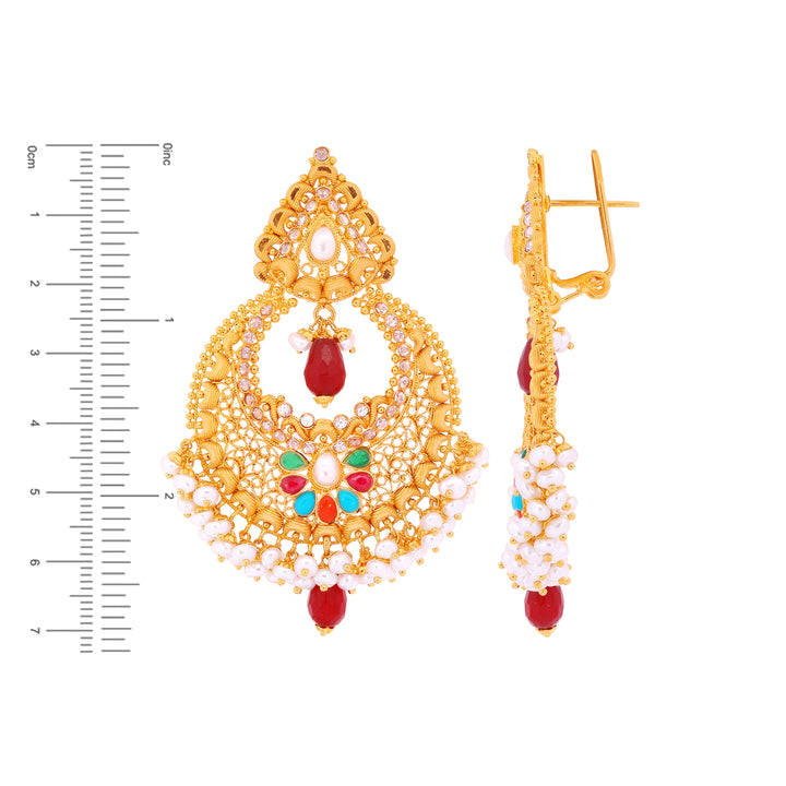 Captivating Chandbali With Navratan in 22K Gold