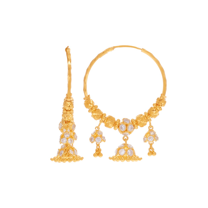 Glamorous Bali/Hoops With CZ in 22K Gold