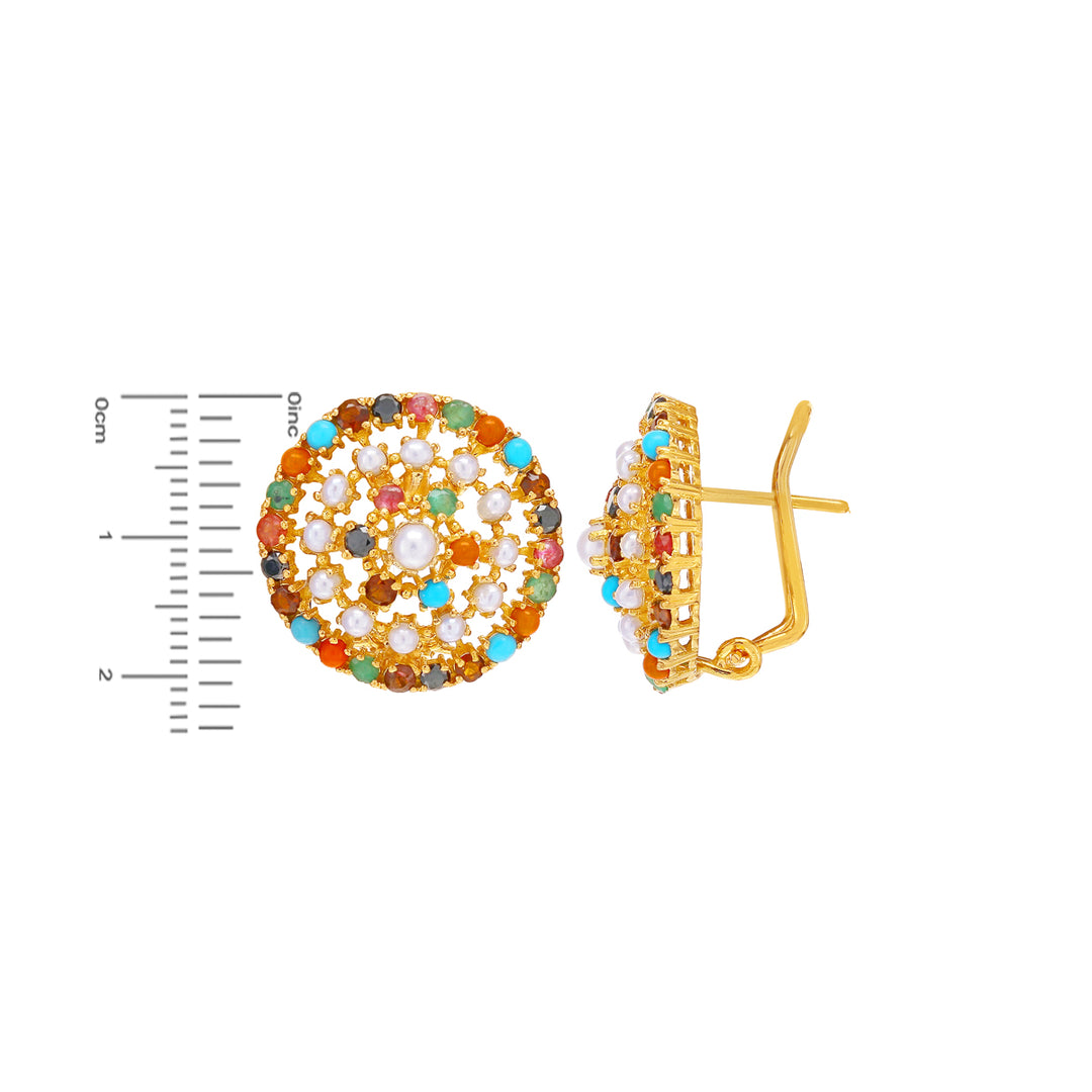 Endearing Earrings with Navratan in 22K Gold
