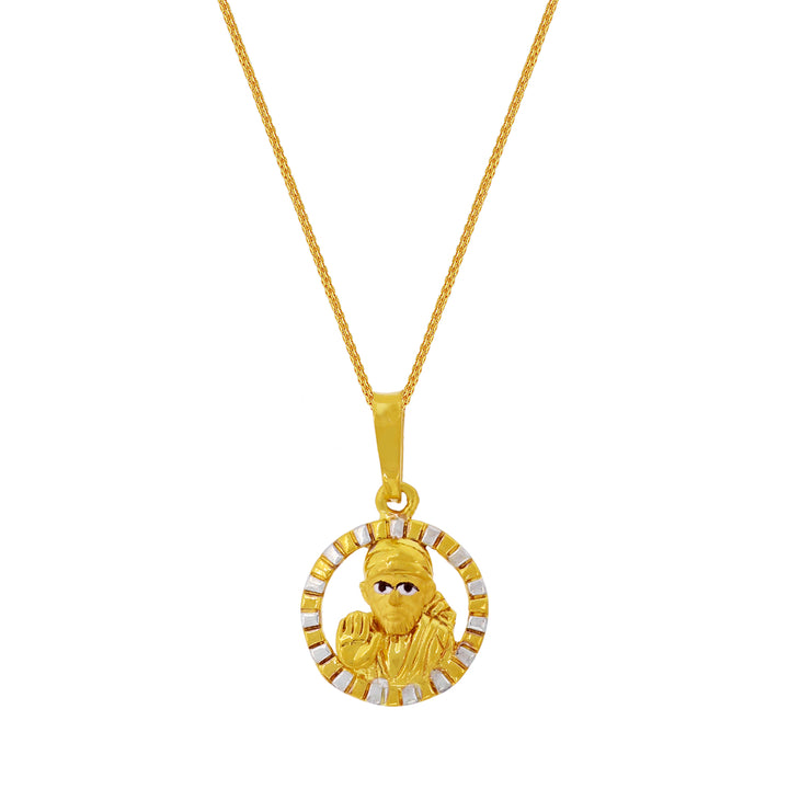 Sai Baba Two tone Pendant with Minakari in 22K Gold