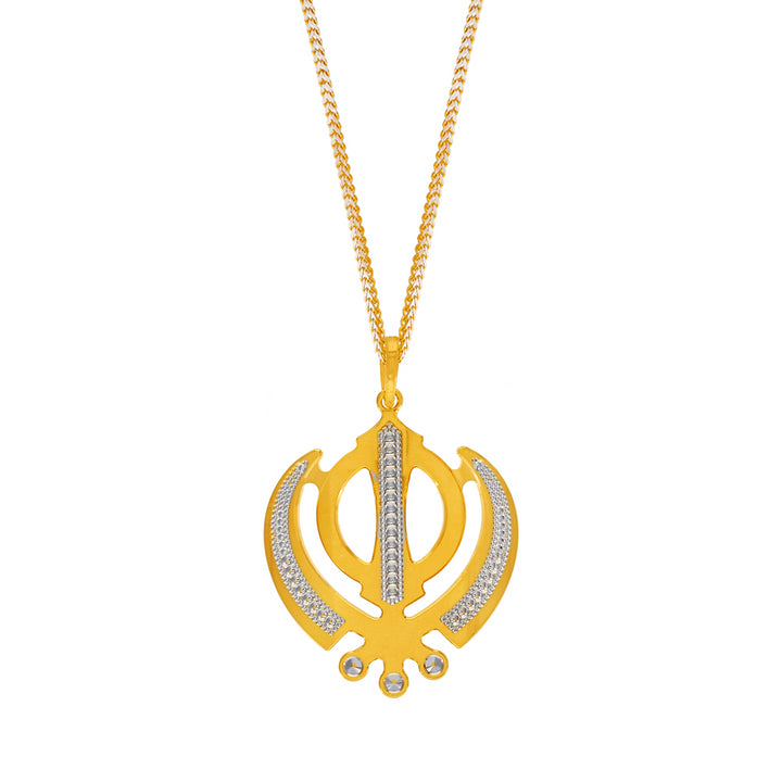 Khanda Two tone Pendant in 22K Gold