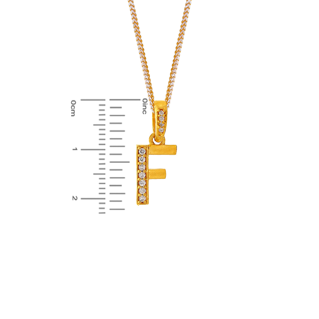 Initial "F" Pendant with CZ in 22K Gold