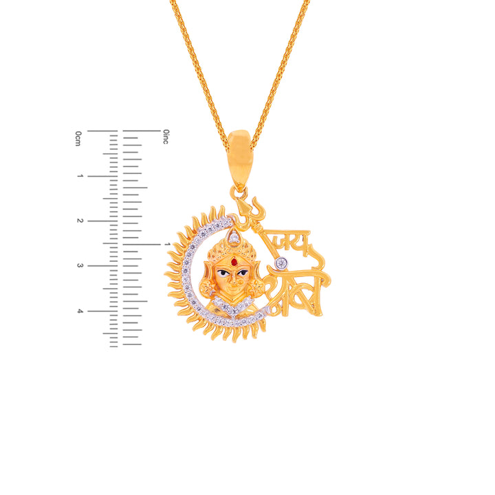 Jai Ambe Pendant With CZ in 22K Gold