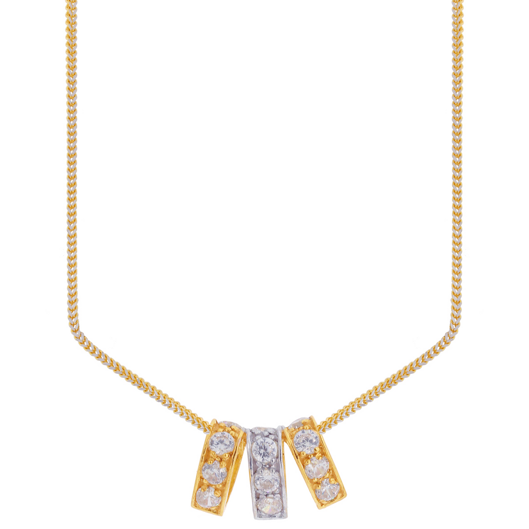 Delightful Two tone Pendant with CZ in 22K Gold