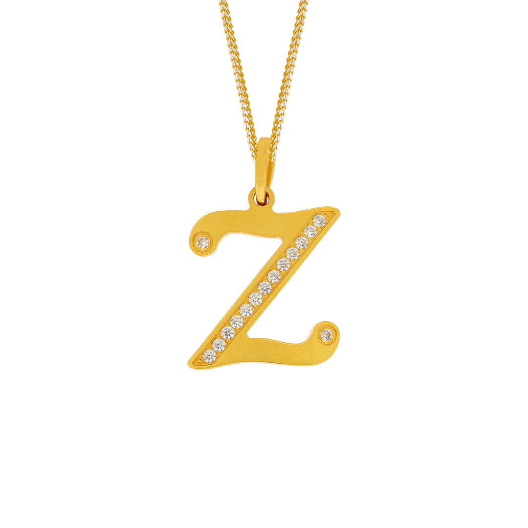 Initial "Z" Pendant with CZ in 22K Gold