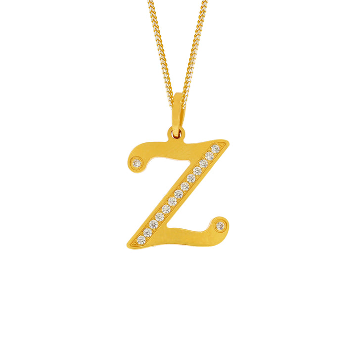Initial "Z" Pendant with CZ in 22K Gold