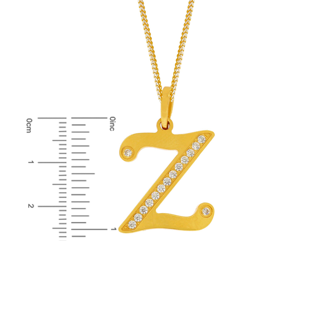 Initial "Z" Pendant with CZ in 22K Gold