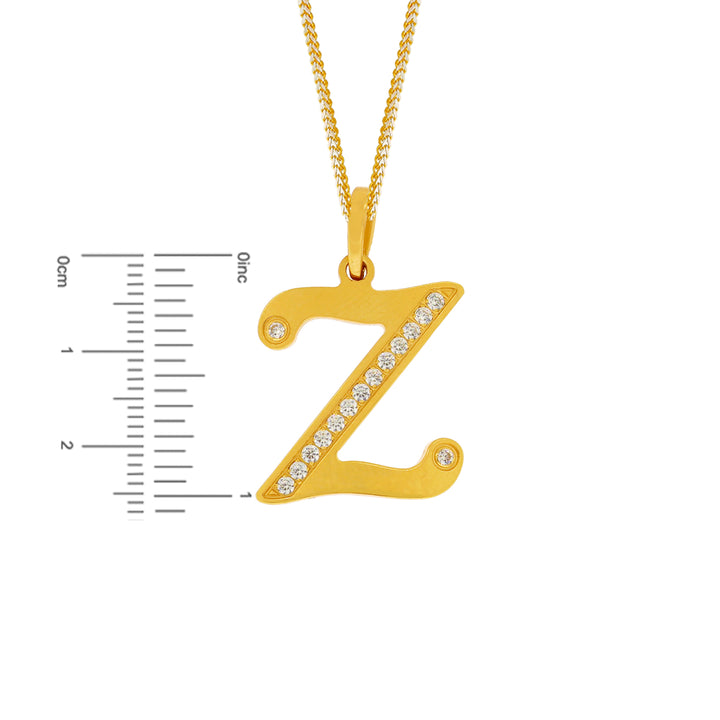 Initial "Z" Pendant with CZ in 22K Gold