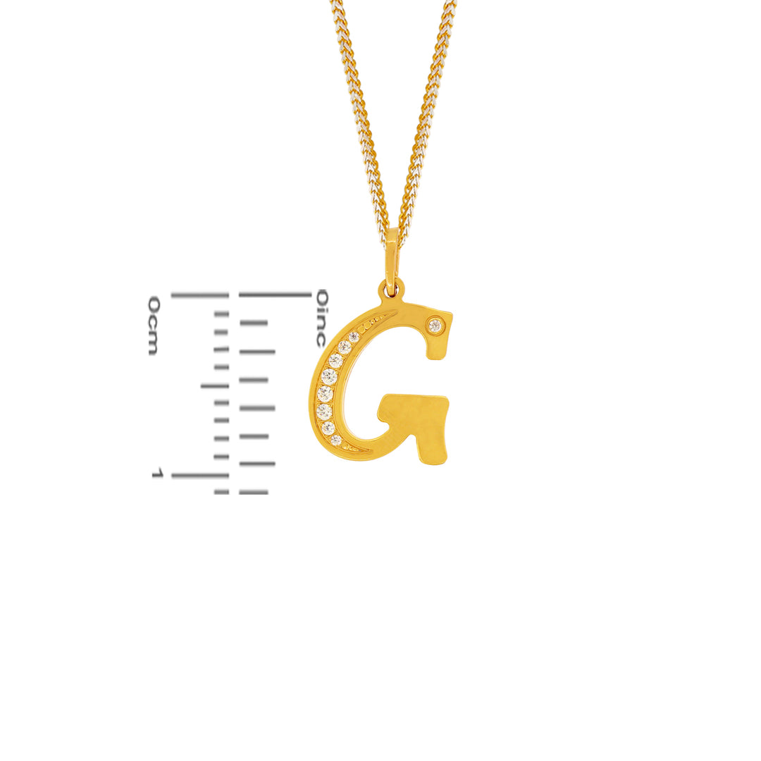 Initial "G" Pendant with CZ in 22K Gold