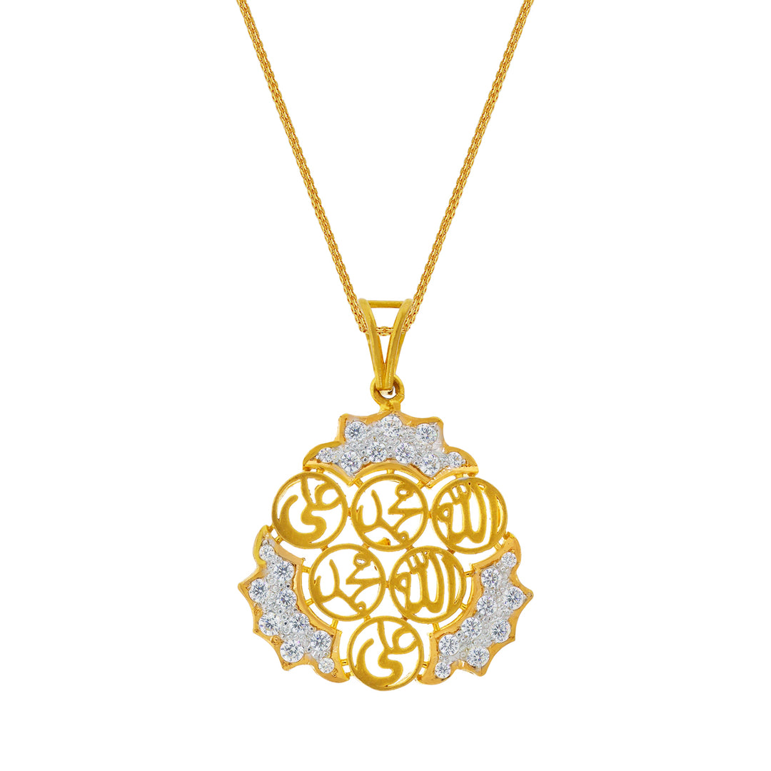 Gorgeous Two tone Ayat Pendant  with CZ in 22K Gold