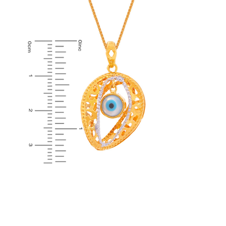 Evil Eye Two tone Pendant in 22K Gold