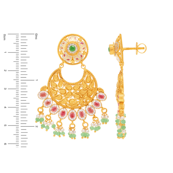 Opulent Antique Minakari Choker Set With Kundan & Gemstones in 22K Gold