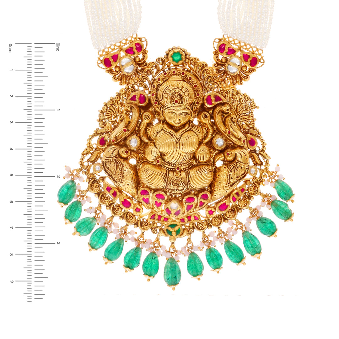 Antique Laxmi Patta Haarm With Kundan & Gemstones in 22K Gold