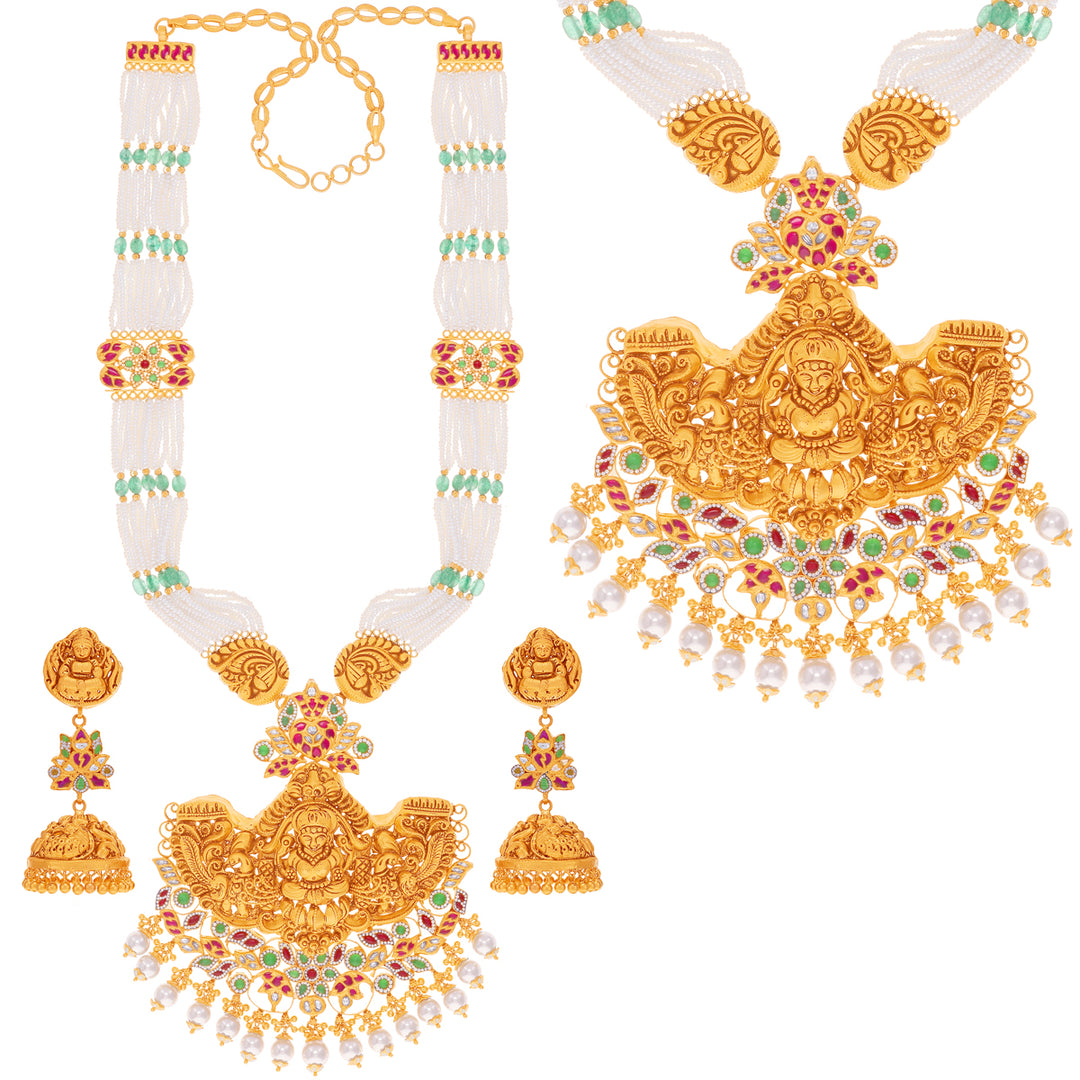 Antique Laxmi Patta Haarm With Kundan & Gemstones in 22K Gold
