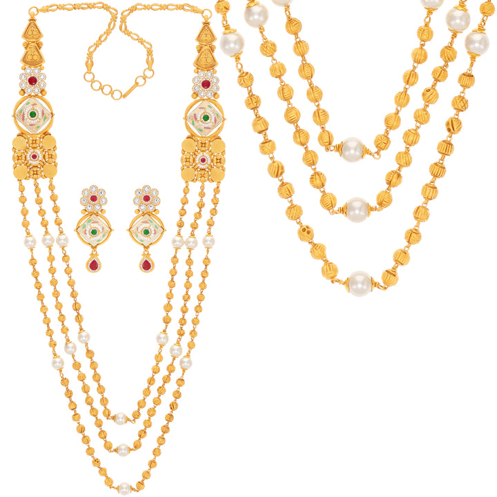 Ravishing Antique Minakari Patta Haarm With Kundan & Gemstones in 22K Gold