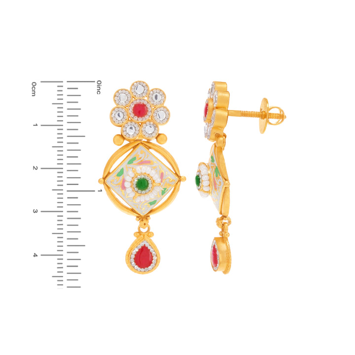 Ravishing Antique Minakari Patta Haarm With Kundan & Gemstones in 22K Gold