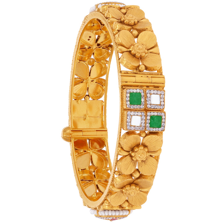 Classic Antique Minakari Bangle With Kundan & Gemstones in 22K Gold