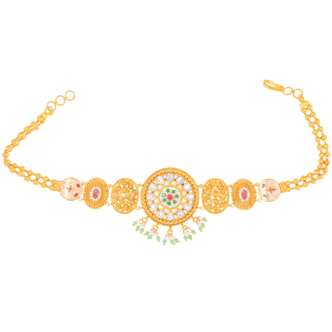 Gorgeous Minakari Armlet (Baju Bandh) With Kundan & Gemstones in 22K Gold