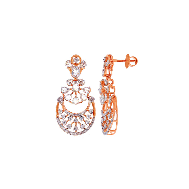 13.8CTW VVS/FG White and Rose Cut Diamond Necklace Set in 18K Rose Gold