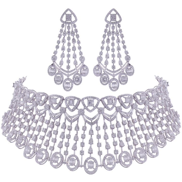 10.91CTW VVS/FG Diamond Choker Set in 18K White Gold