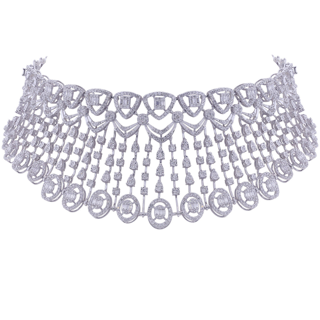 10.91CTW VVS/FG Diamond Choker Set in 18K White Gold