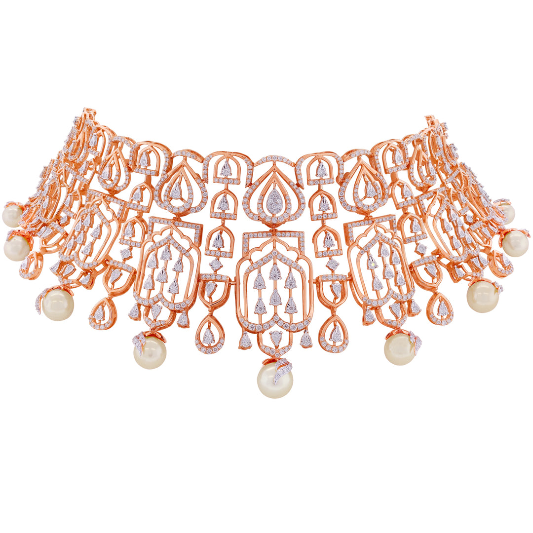 9.47CTW VVS/FG Diamond Choker Set in 18K Rose Gold