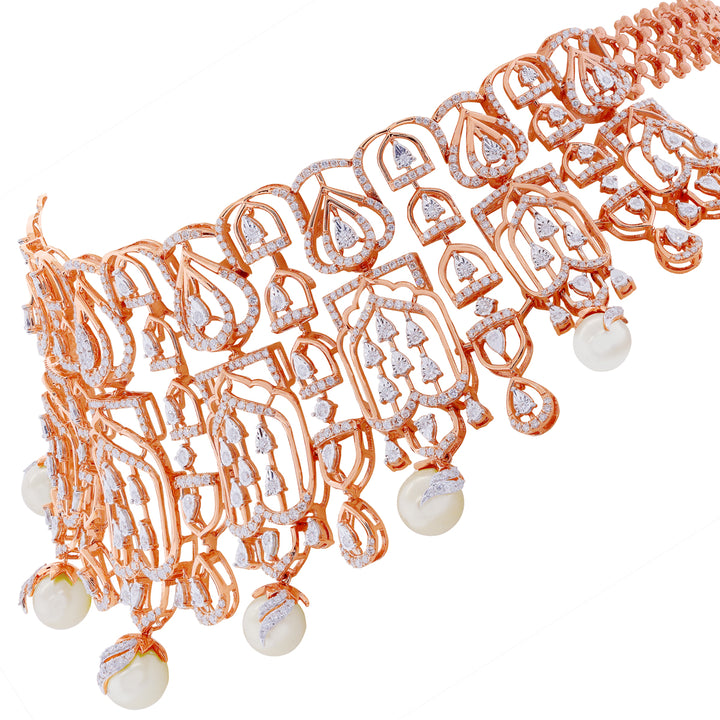 9.47CTW VVS/FG Diamond Choker Set in 18K Rose Gold