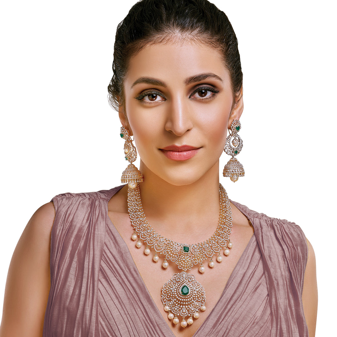 12.46Ct VVS/EF Diamond Patta Haaram With Changeable Gemstones in 18K Gold