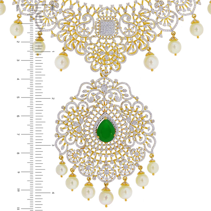 12.46Ct VVS/EF Diamond Patta Haaram With Changeable Gemstones in 18K Gold