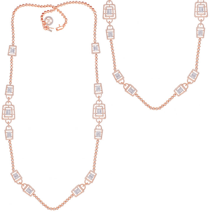 6.72Ct VVS/FG Diamond Long Chain in 18K Rose Gold