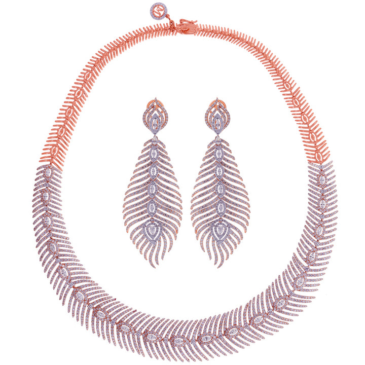 15.90Ct VVS/FG Diamond Necklace Set in 18K Rose Gold