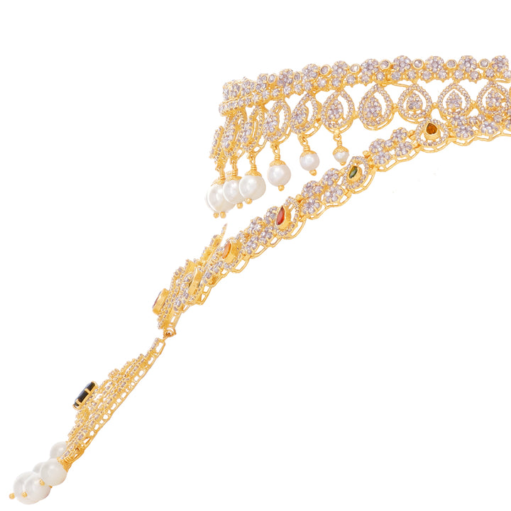 25.72CTW Rose Cut Diamond Choker Set With Gemstones in 22K Gold