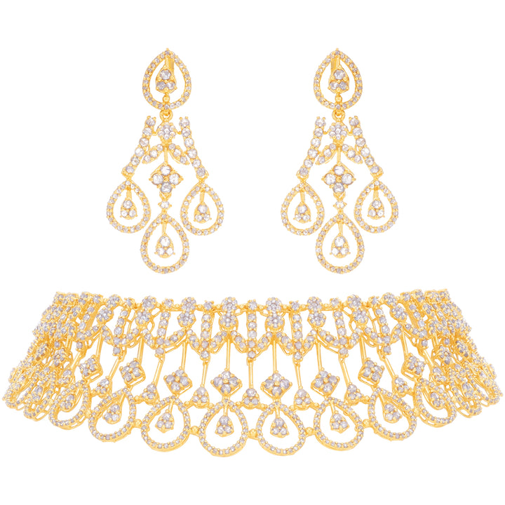 19.51CTW Rose Cut Diamond Choker Set in 22K Gold